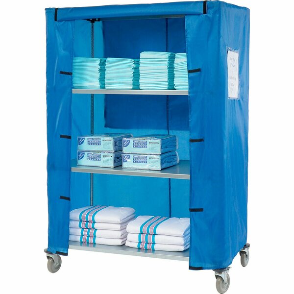 Nexel Galvanized Steel Linen Cart with Nylon Cover, 4 Shelves, 48inL x 24inW x 69inH 436932